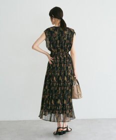 YECCA VECCA シアー花柄プリーツワンピース