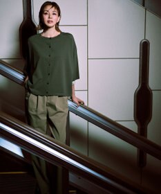 自由区 【SHIHOさん着用・大人カジュアル】ストレッチチノクロス2タックワイド パンツ