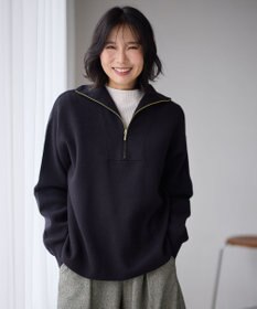 ANY スウェットライクハーフジップニット