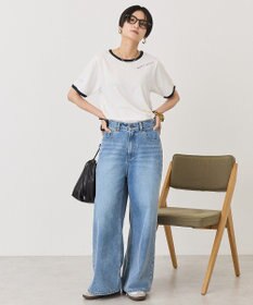 AMERICAN HOLIC ランダムロゴ刺繍リンガーTシャツ