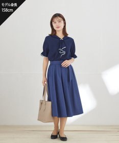 Tiaclasse 配色パイピングボウタイブラウス