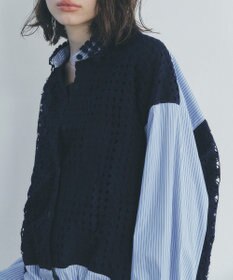 YECCA VECCA レースMIXレイヤードデザインシャツ