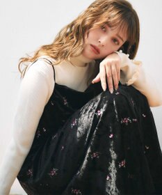 Feroux 刺繍入りベロアキャミソール ワンピース