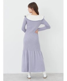 earth music&ecology パイピングフレアカラーニットワンピース