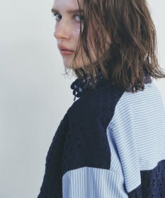 YECCA VECCA レースMIXレイヤードデザインシャツ