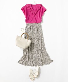 23区 L 【一部店舗限定/洗える】ハイカウントウェザーストレッチ フリル ブラウス