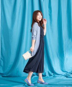 Tiaclasse L 【洗える】シアー楊柳シャツワンピース