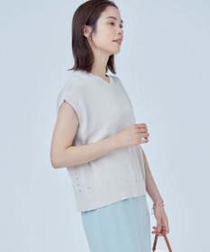 組曲 【WEB限定・前後着用可】コットンポリエステル杢プルオーバー ニット