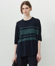 ICB 【人気のため新色追加・接触冷感・UVカット・洗える】 VIS/NYハイゲージ プルオーバー ネイビー×ディープパインボーダー系