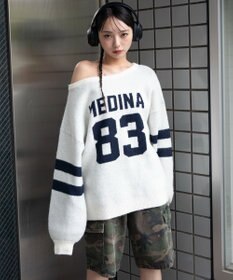 WEGO フラッフィー2WAYグラフィックワンショルBIGニット