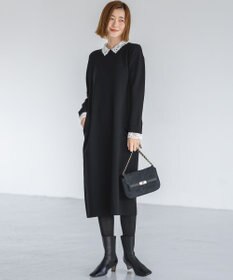 23区 【洗える/吊り干しOK】ヴィスコースストレッチ レース襟 ワンピース