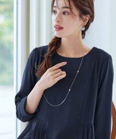 Tiaclasse L 【洗える】 サイドプリーツ長袖チュニックブラウス