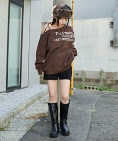 WEGO 裏起毛2WAYグラフィックワンショルBIGスウェット