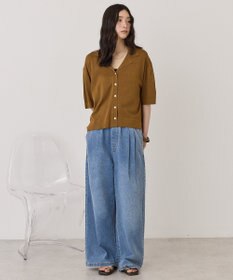 AMERICAN HOLIC 襟付き5分袖ニットカーディガン