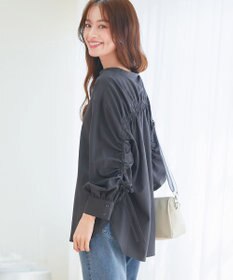 Tiaclasse 【洗える】ドロストギャザー袖シャツチュニック