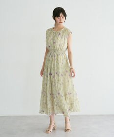 YECCA VECCA シアー花柄プリーツワンピース