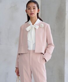 組曲 L 【WEB限定・KUMIKYOKU NAVY】コンフォータブルドレープ ノーカラージャケット