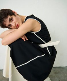 GRACE CONTINENTAL 配色ポンチフレアワンピース