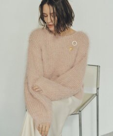 YECCA VECCA ラメシャギーボートネックニット