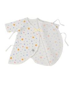 MIKI HOUSE HOT BISCUITS 【50-60cm】 フライス素材の総柄コンビ肌着