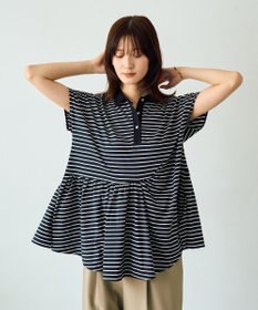 YECCA VECCA アシメボーダーポロシャツ