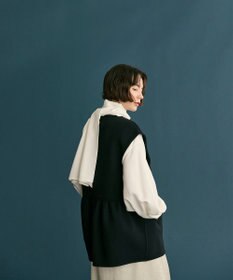 #Newans バックペプラムダブルフェイスジレ ネイビー