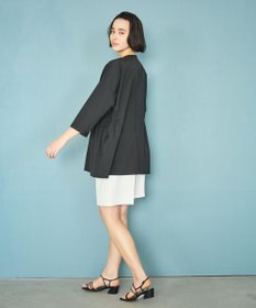 #Newans 【洗濯機可能/シワになりにくい】〈お腹・腰回りをカバー〉ピンタックデザインスクエアブラウス