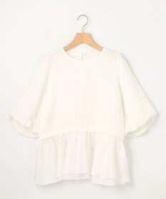 組曲 L シャーリングシフォン シアーペプラム ブラウス