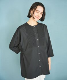 #Newans 【洗濯機可能/シワになりにくい】〈お腹・腰回りをカバー〉ピンタックデザインスクエアブラウス