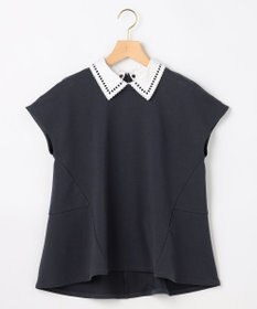 組曲 【先行予約】フレンチテリー 刺繍襟 ペプラムカットソー