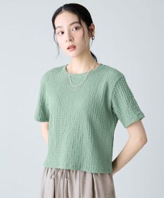 ANY レースショート丈Tシャツ グリーン