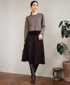 自由区 L 【WEB限定・マルチウェイ・洗える】ヘリンボーン柄リバーシブルニット セットアップ