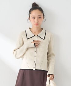 earth music&ecology バイカラートリムニットカーディガン