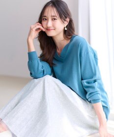 ANY SIS 【ウールブレンドシリーズ】フロント切替Vネック ニット