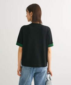 Green Parks 袖裏配色５分袖ニットプルオーバー