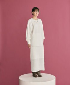 #Newans 【洗濯機可】シャーリングカフスパウダリーブラウス