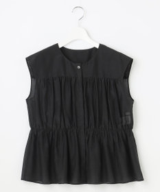 自由区 L シルクコットンローンフレンチスリーブ ブラウス