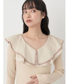 earth music&ecology パイピングフレアカラーニットワンピース