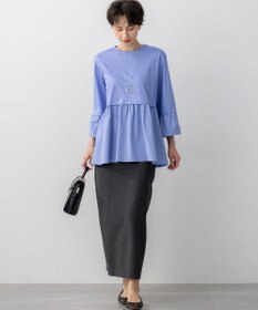 23区 【洗える】シルキータフタコンビ ペプラム カットソー