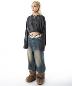 WEGO 【ユニセックス着用ITEM/MLサイズ展開】コールドダイダメージアップリケT（LS）