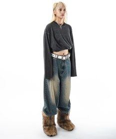 WEGO 【ユニセックス着用ITEM/MLサイズ展開】コールドダイダメージアップリケT（LS）