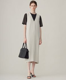 ICB L 【洗える】ライトダブルクロス Vネックワンピース