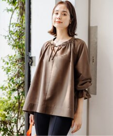 組曲 S 【洗える・涼感】シアーボイルギャザー ブラウス