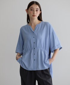 YECCA VECCA ギャザーデザイン配色シャツ