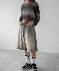 WEGO ウオッシュドデニムハーフパンツ