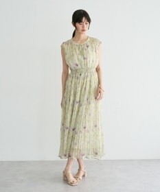 YECCA VECCA シアー花柄プリーツワンピース