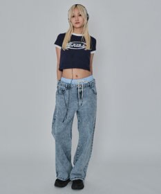 WEGO 【ユニセックス着用ITEM/MLサイズ展開/ウエストゴム】ボクサードッキングデニムパンツ