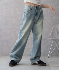 WEGO 【新色追加/美脚/XSSMLサイズ展開】ストレートデニムパンツ