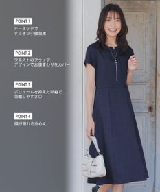 Tiaclasse 【小倉優子さん着用・洗える】フラップ付きミディアム丈フレアワンピース