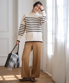 ANY L 【洗濯機可/ストレッチ/ウエストゴム/裏起毛】マルチファンクションストレッチワイドパンツ